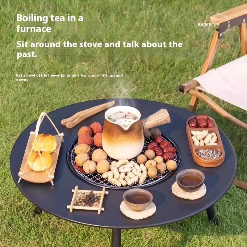 Outdoor Charcoal Grill & Tea Table Set-1