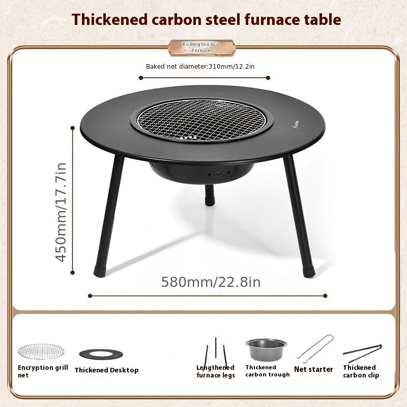 Outdoor Charcoal Grill & Tea Table Set-4