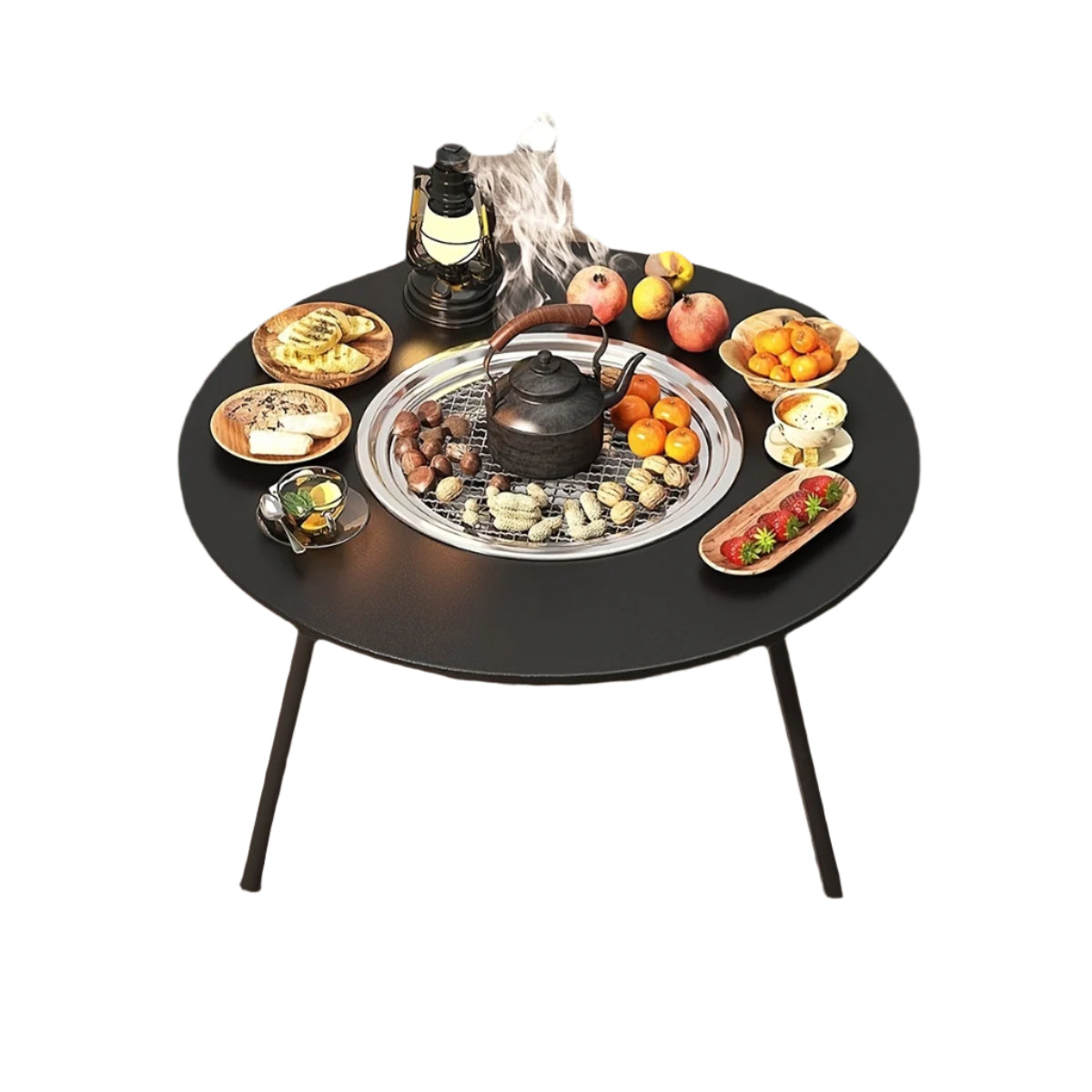 Outdoor Charcoal Grill & Tea Table Set-0