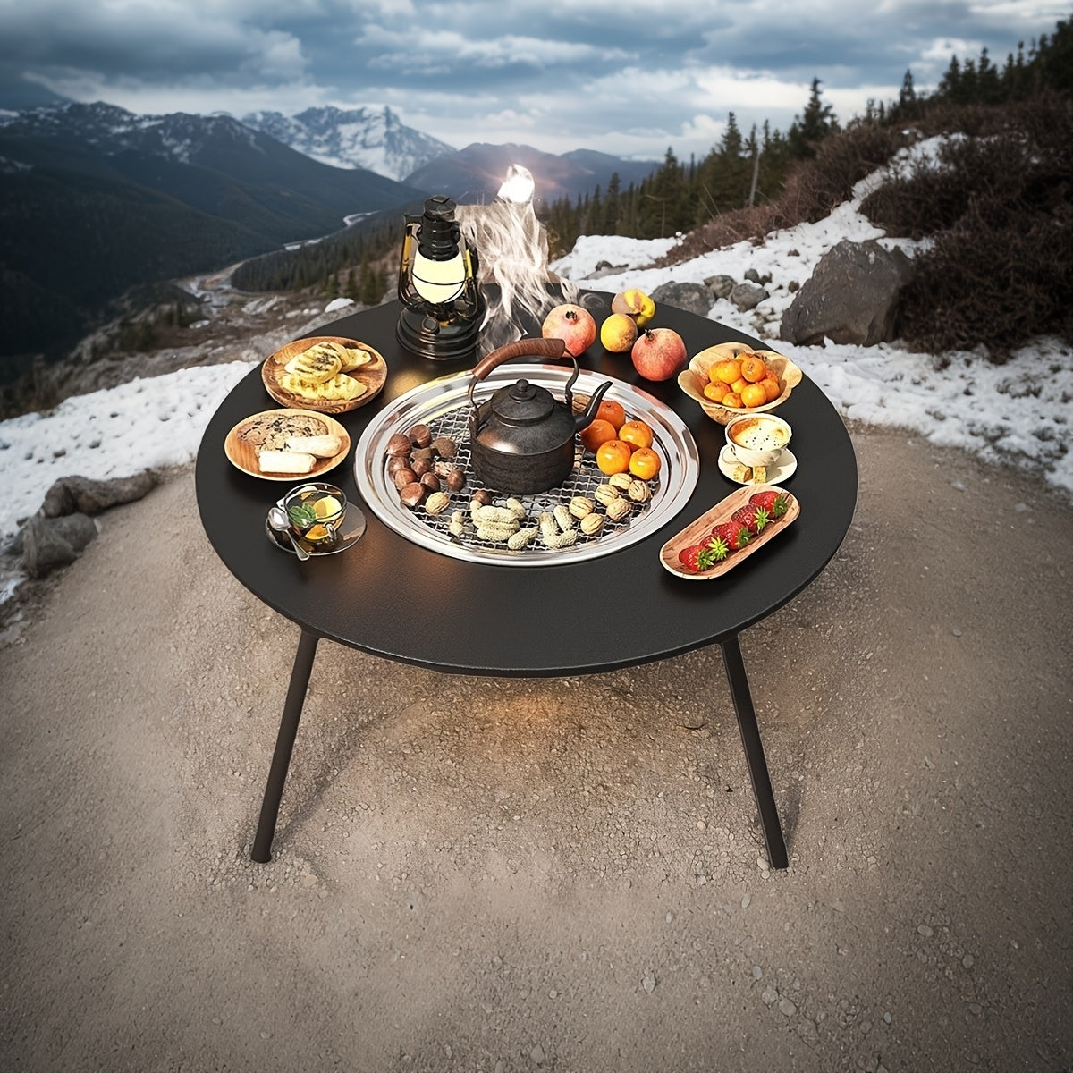 Outdoor Charcoal Grill & Tea Table Set-3